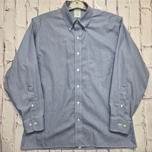 Brooks Brothers Regent Original Polo Shirt Cotton Blue Houndstooth Men Sz 16-2/3